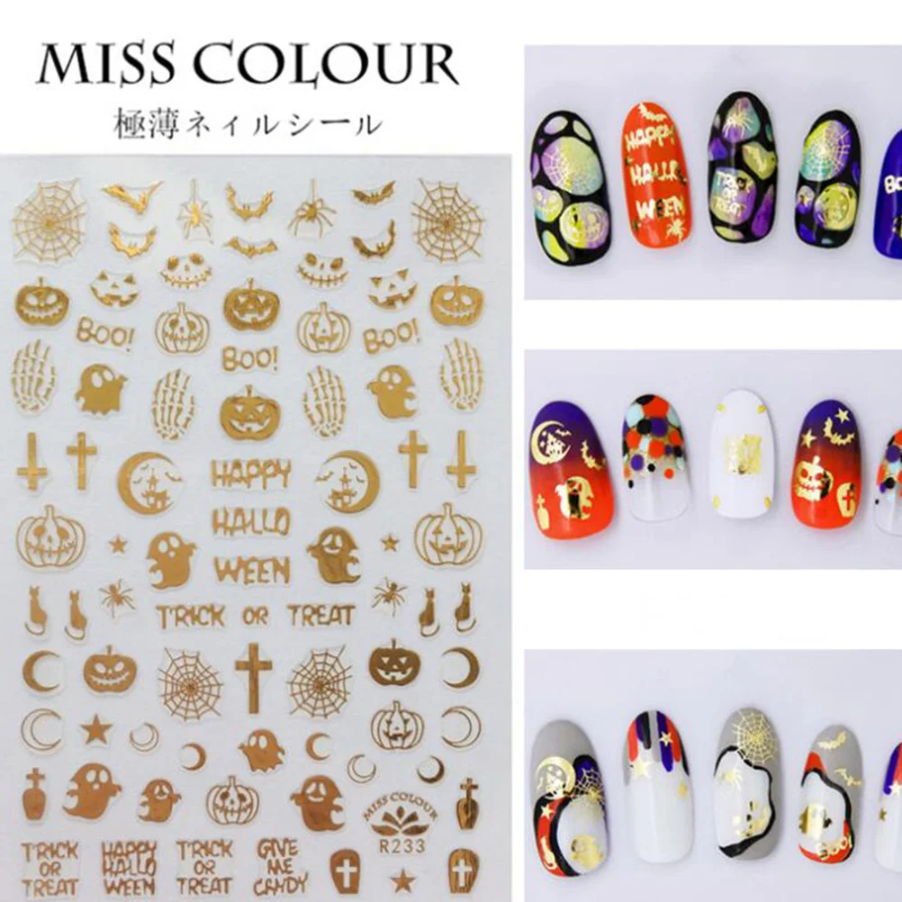 

Nailart Decals Stickersacrylic Nails Wrapsdecorationsilver Goldadhesive 3Dtransfer