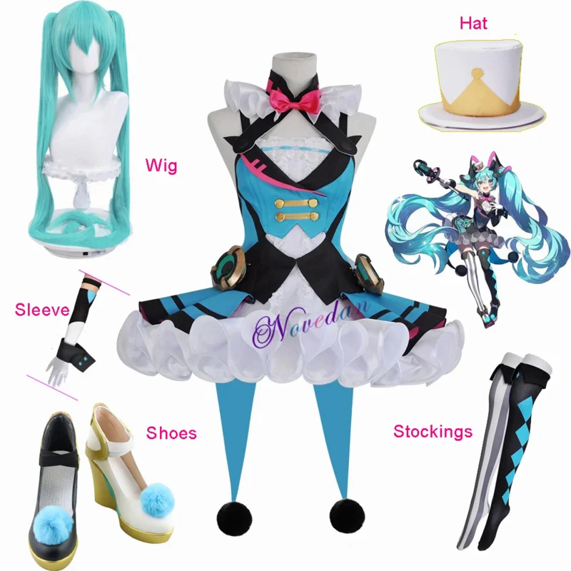 

Magical Mirai Miku Cosplay 2019 Circus Dress Shoes Wig Uniform Outfit Halloween Anime Customize Cosplay Costume