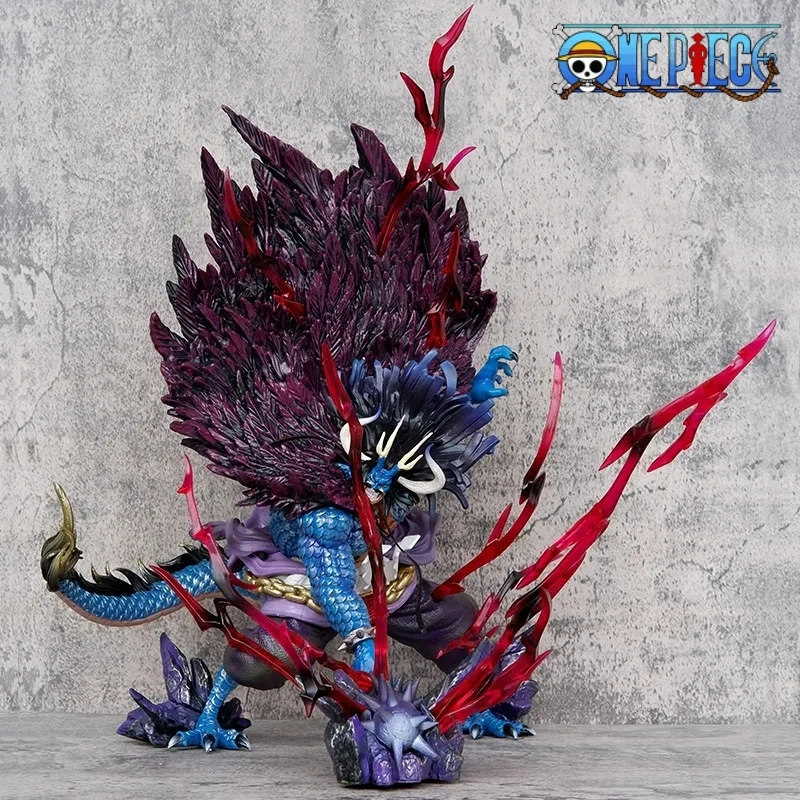 52Cm One Piece Anime Figures Man Beast Kaido Gk Thunder Bagua Half Beast Pvc Figurine Statue Model Decoration Birthday Toy Gift
