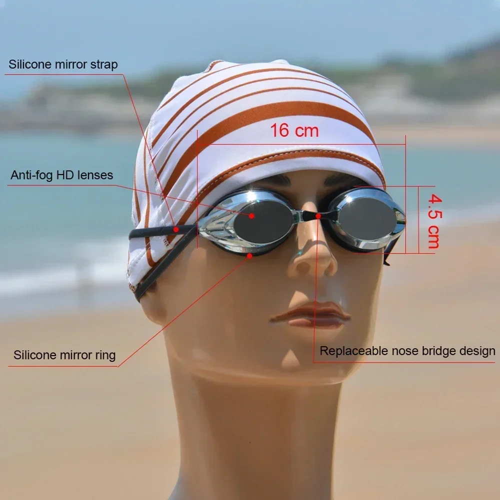 Race Nearsighted Swimming Goggles with Antifog and Myopia -2.0 To -7.0 Hydrodynamic Swim Eyewear Glasses