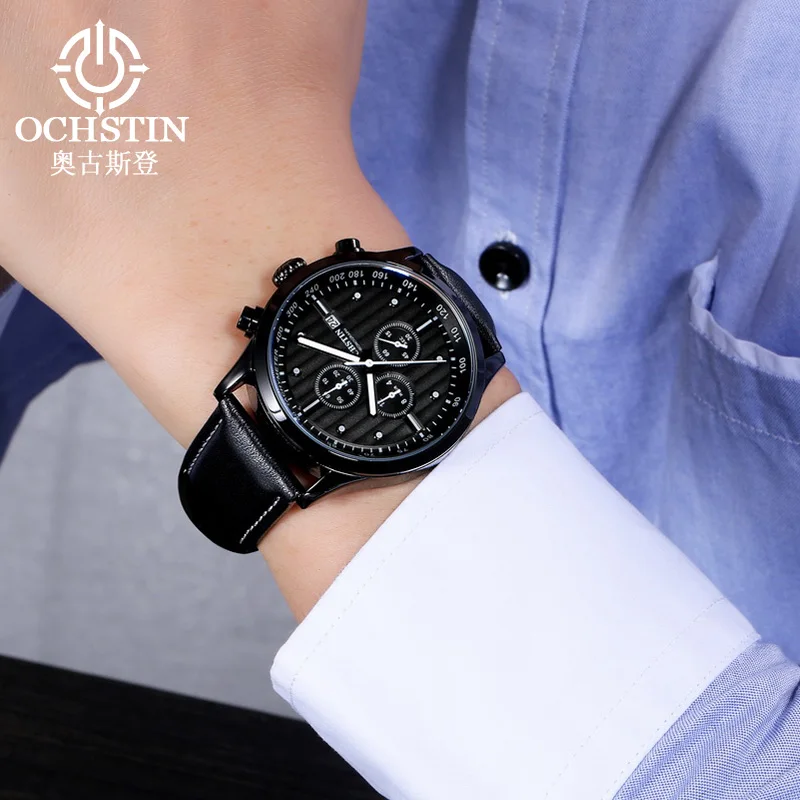 Special price authentic fashion men's watch waterproof calendar vintage quartz watch leather strap big dial to send friends gift