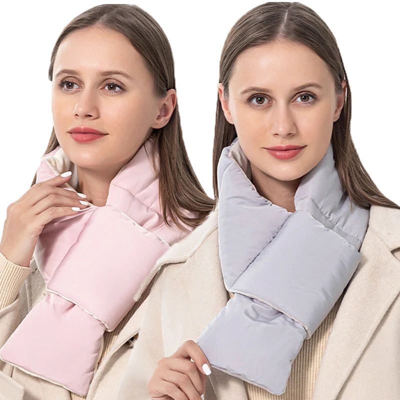Vinter Dam Varm Dunbomullssjal Krage Halsband Korsfjäder Veet Halsduk Mode Halsvärmare_voghion.com