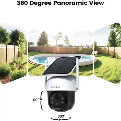 Renewed AOSU 2/4/6/8pcs 3MP Solar Camera 5000mAh Battery Two-way Audio Security Camera Wireless Solar Panel PTZ CCTV Camera - Image 3