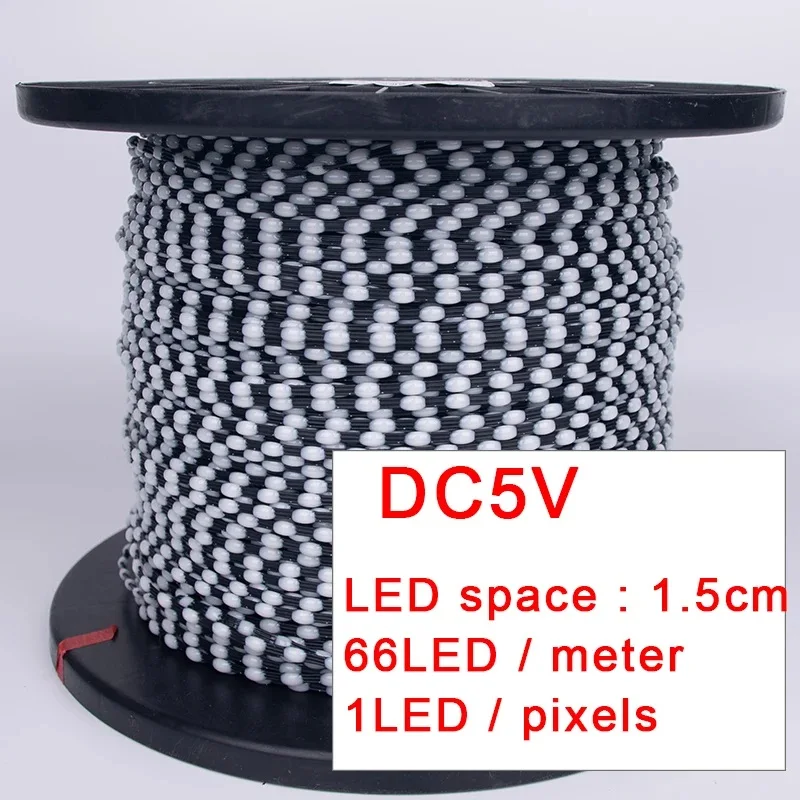 thumbnail image 1 of Tira de luces LED de colores de ensueño con cable verde y negro WS2811 RGBIC direccionable individualmente de 5 V para decorar el árbol de Navidad, 1 of 5
