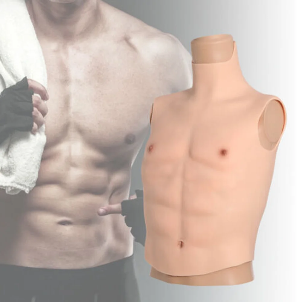 Tgirl Muscle Chest Crossdresser Muscle Suit Macho Silicone Belly Simulazione Artificiale Abs Per Transgender Cosplay Maschio Pecto