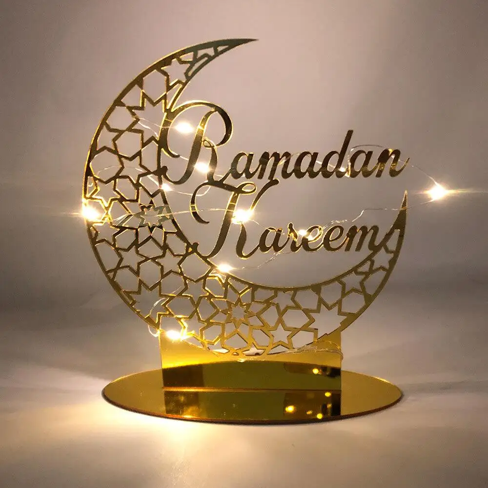 Ramadan vassoio portalampada con luci Eid Mubarak Islam musulmano Ramadan Festival lampada vuota in metallo decorazioni per la casa artigianato  15