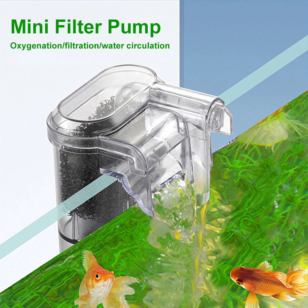 Fish Tank Suspended Filter Water Purifier Adjustable Water Flow Hang Up Filter Water Pump USB Plug In Aquarium Accessories
