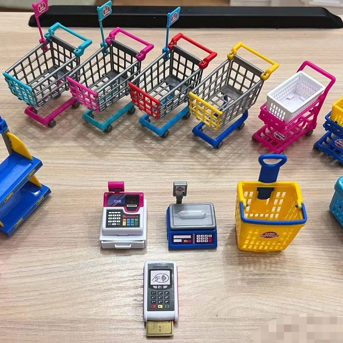 mini Supermarket shopping baskets shelves cash registers Mini Fake Toys carton style Mini Brand Fun Gadgets Boys and Girls 2
