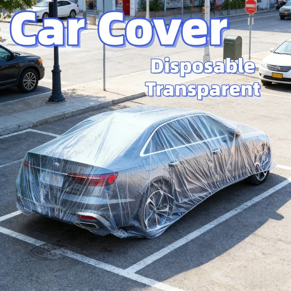 Universal Clear Protective Car Cover – Water-Resistant, Dustproof, Disposable, Easy-to-Use