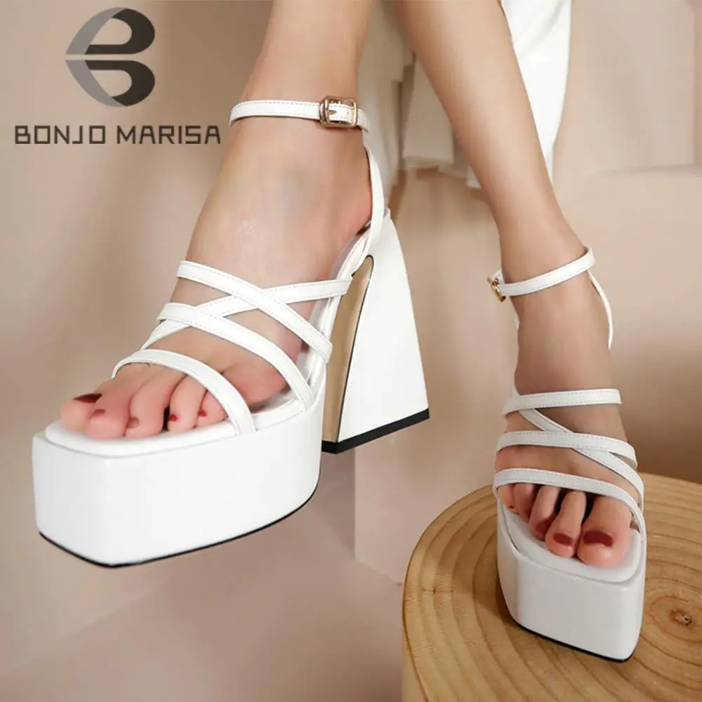 Female Fashion Platform Flared High Heels Women Sandals Summer Open Toe Ankle Strap Buckle Dress Brand Ladies Shoes |