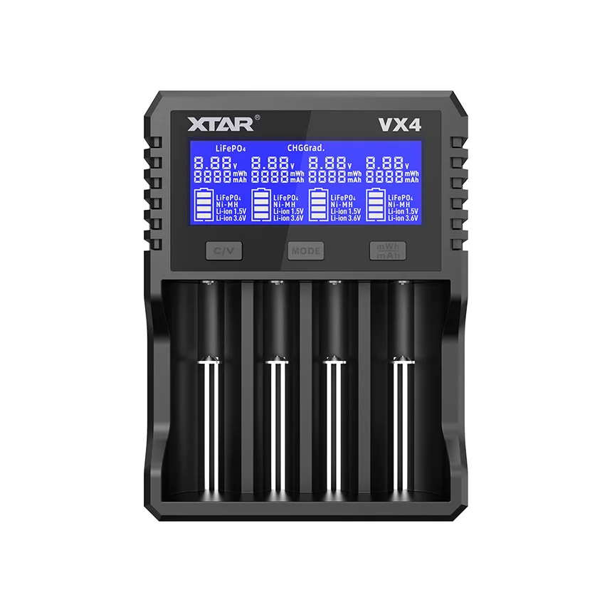 Battery Charger XTAR VX4 18650 Visible Mixer Rechargeable AAA/AA Li-ion /Ni-MH /LiFePO4 20W fast charging LCD display