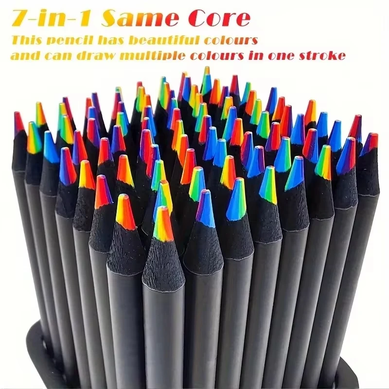 AngelMark 12Pcs Rainbow Color Pencils – 7-Color Gradient Crayons 1
