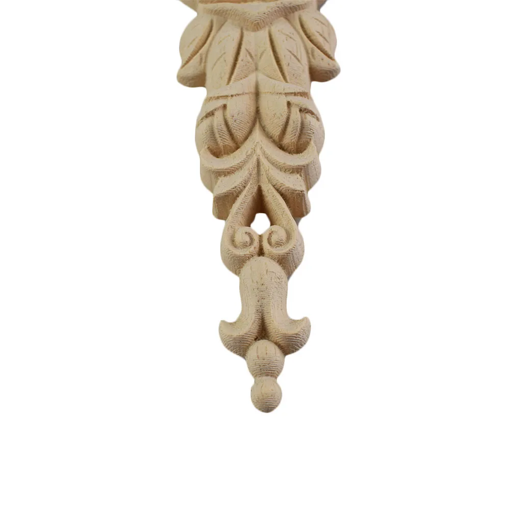 2PCS 19CM Woodcarving Corner Decal Unpainted Wood Carved Decal Corner Onlay Applique Frame Home Furniture Cabinet Door Crafts