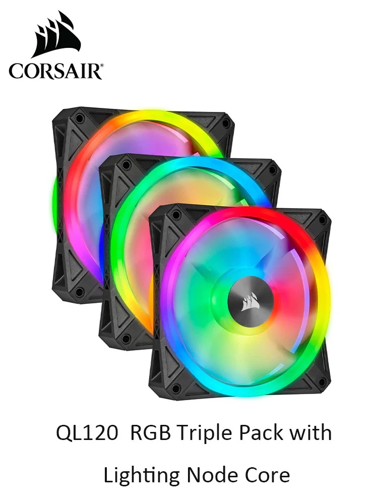 Serie Corsair Ql, Ql120 Rgb, Ventola Led Rgb Da 120Mm, Confezione Tripla Con Nucleo Del Nodo Di Illuminazione