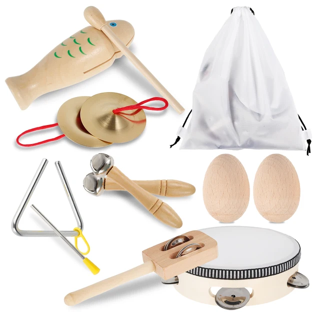 11Pcs/7Pcs Musical Instruments for Toddler Wooden Percussion Instruments Toys Set with Storage Bag Educational Music Toys Gift 3