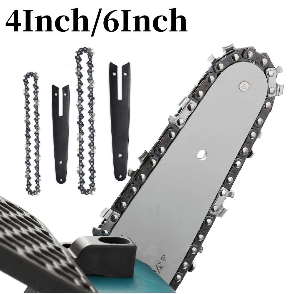 

4/6inch Chains and Guides Set Plate Rail Saw Chain Chainsaw Guide Plate Chainsaw Chain for Wood Branch Pruning Trimming Cutting