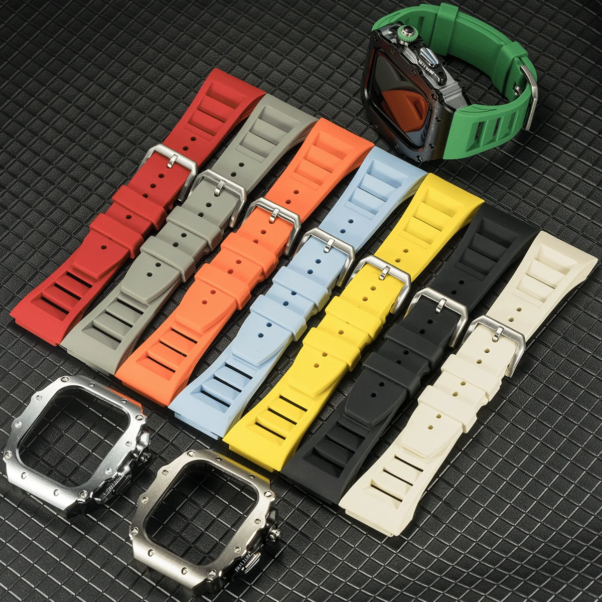 Deluxe Silicone Strap and Stainless Steel Watch Case Kit