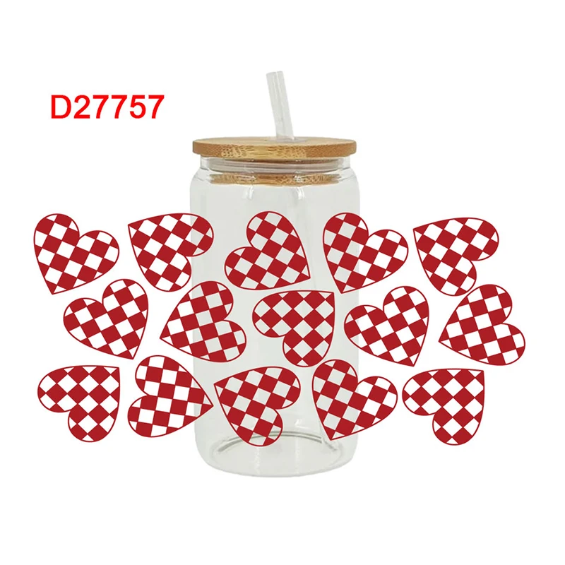UV DTF Transfer Sticker Valentine's Day 16oz Libbey Glasses Wraps Bottles Cup Can DIY Waterproof Decals D26952