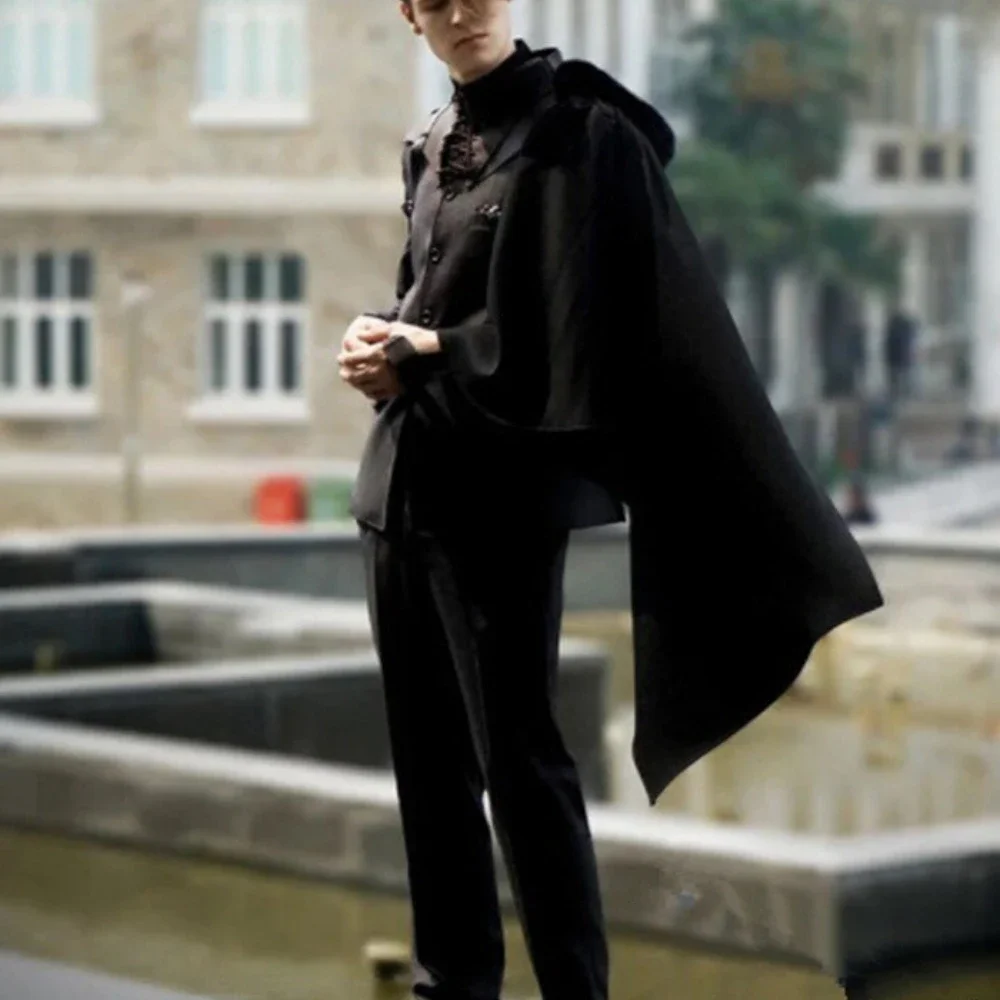 

Medieval Armor Black Cloak Single Shoulder Retro Cape Gothic Punk Renaissance Party Anime Cosplay Costume oldier Top