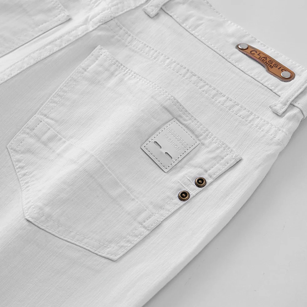 Men Jeans Elasticity Straight Slim Fit Casual Soft Business Classic Stretch Denim Pants