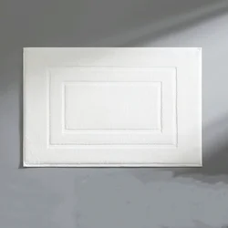 Luxury Grey Non - Slip Bath Mat - Ultra - Thick 100% Cotton, 50x80cm - 50x80cm (White circular grid)