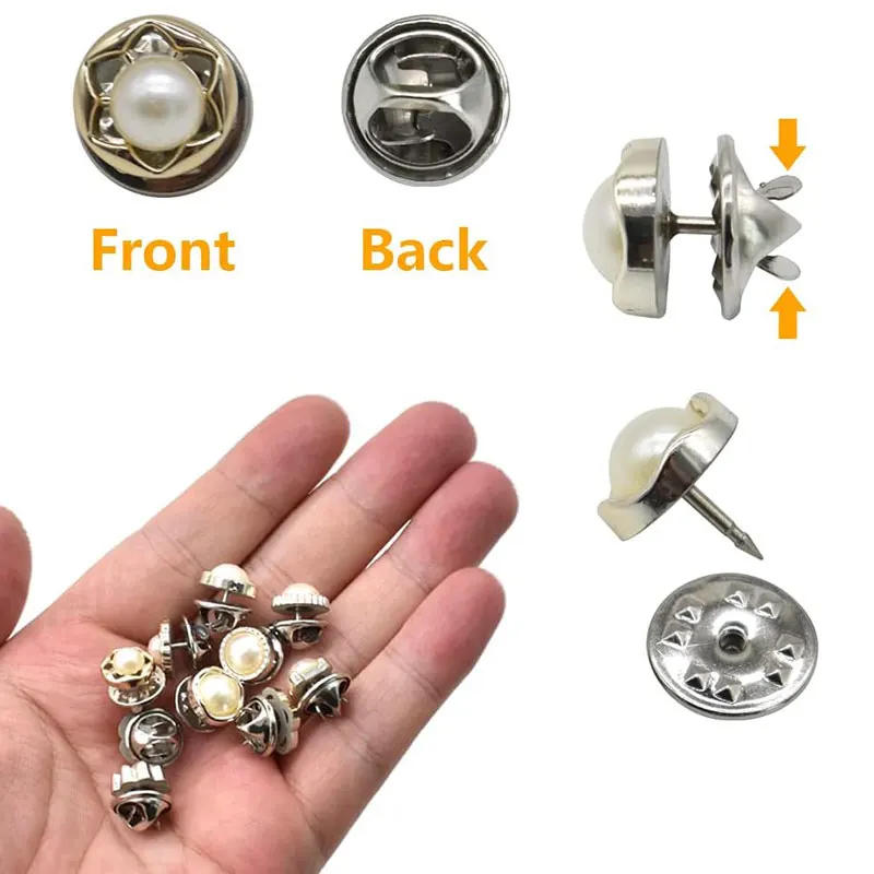 10Pcs Women Shirt Brooch Buttons Pins Cover Up Buttons Safety Lapel Pins Buttons Sweater Shawl Clips for DIY Coat Clothes Decor