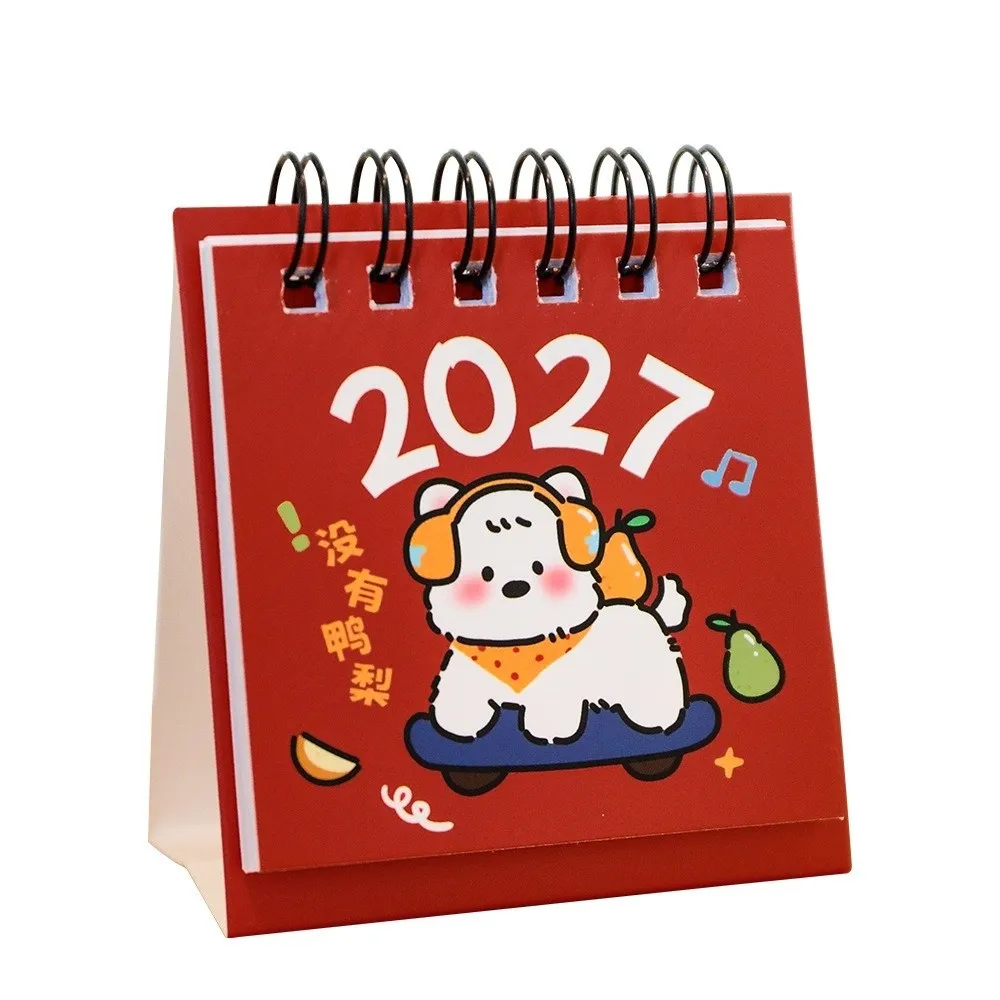 Calendario da Tavolo Creativo Mini 2027, Calendario a Spirale Doppia con Disegni Cartoon, Pianificatore Mensile per Casa e Ufficio - immagine 4