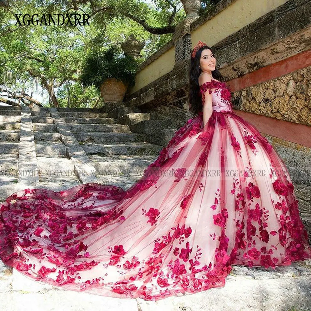 15 Años Vestido Negro Con Rosas Rojas Con Flores Vestidos De 15