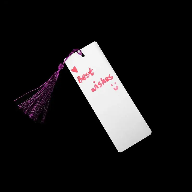 AEE9-96개 종이 책갈피, 다채로운 태슬이 달린 빈 카드지 책갈피, DIY 선물 태그, 나만의 책갈피 만들기