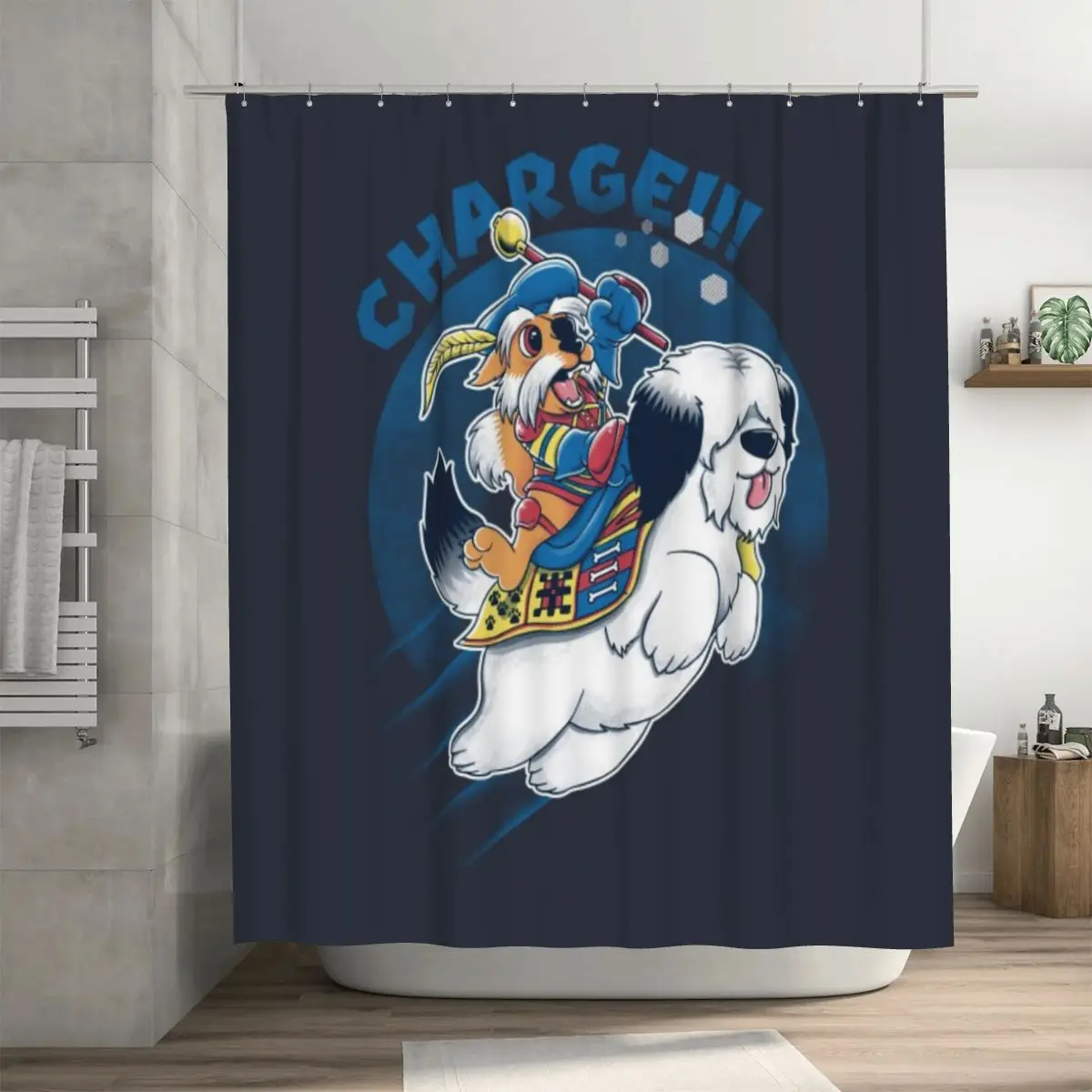 

Заряжаемая душевая занавеска 72x72 дюйма с крючками, индивидуальный узор, защита конфиденциальности