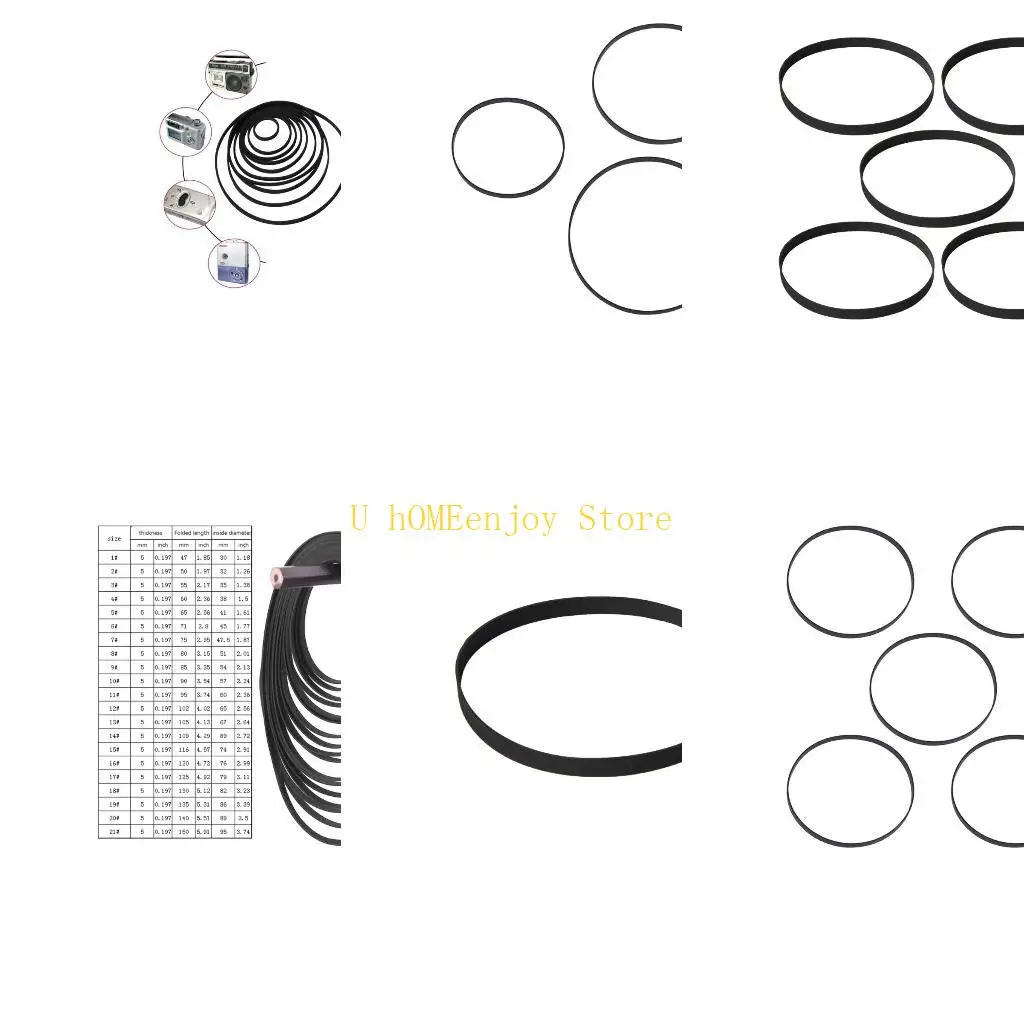 B0KF 5PCS 5mm 턴테이블 벨트 교체 접이식 길이 47-150MM RetroV..