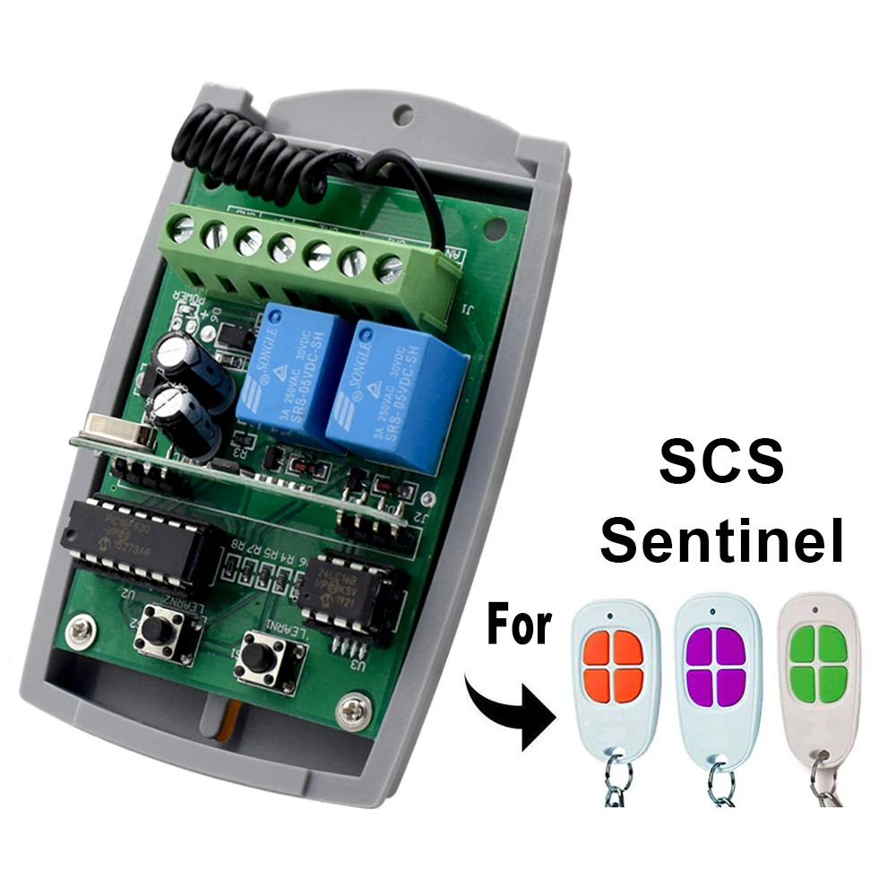SCS SENTINEL Garage Door Remote Control Receiver 12V 24V 2CH 433MHz  Universal Gate Keyfot Transmitter Receiver 433.92MHz - AliExpress