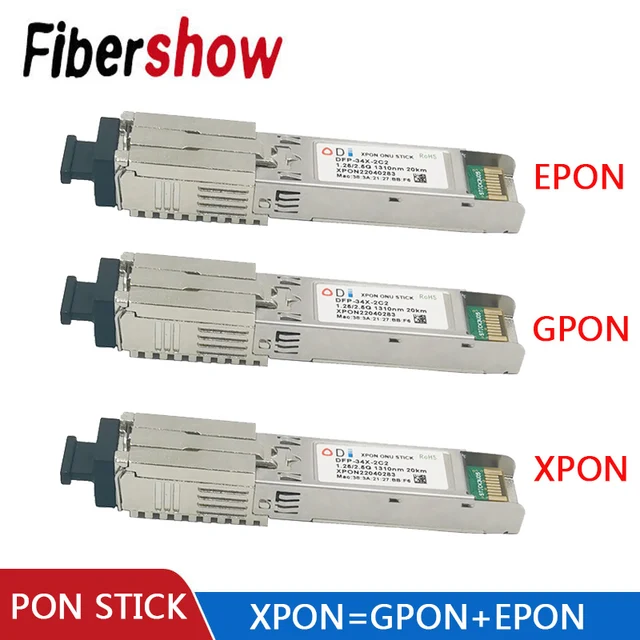 PON מקל EPON GPON XPON SFP ONU מקל עם MAC PPPoE IPoE HGU SC מחבר DDM pon מודול 1490/1330nm 1.25Gbps 802.3h|Fiber Optic Equipments|  