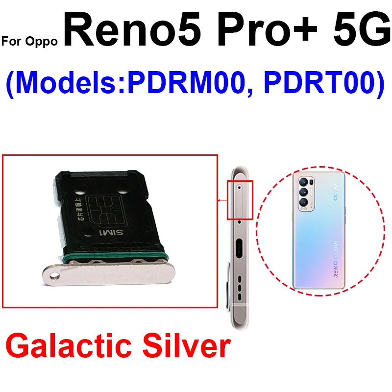 Tiroir Carte SIM Pour Oppo Reno5 Z CPH2211 Double SIM - Noir, Universel, Neuf