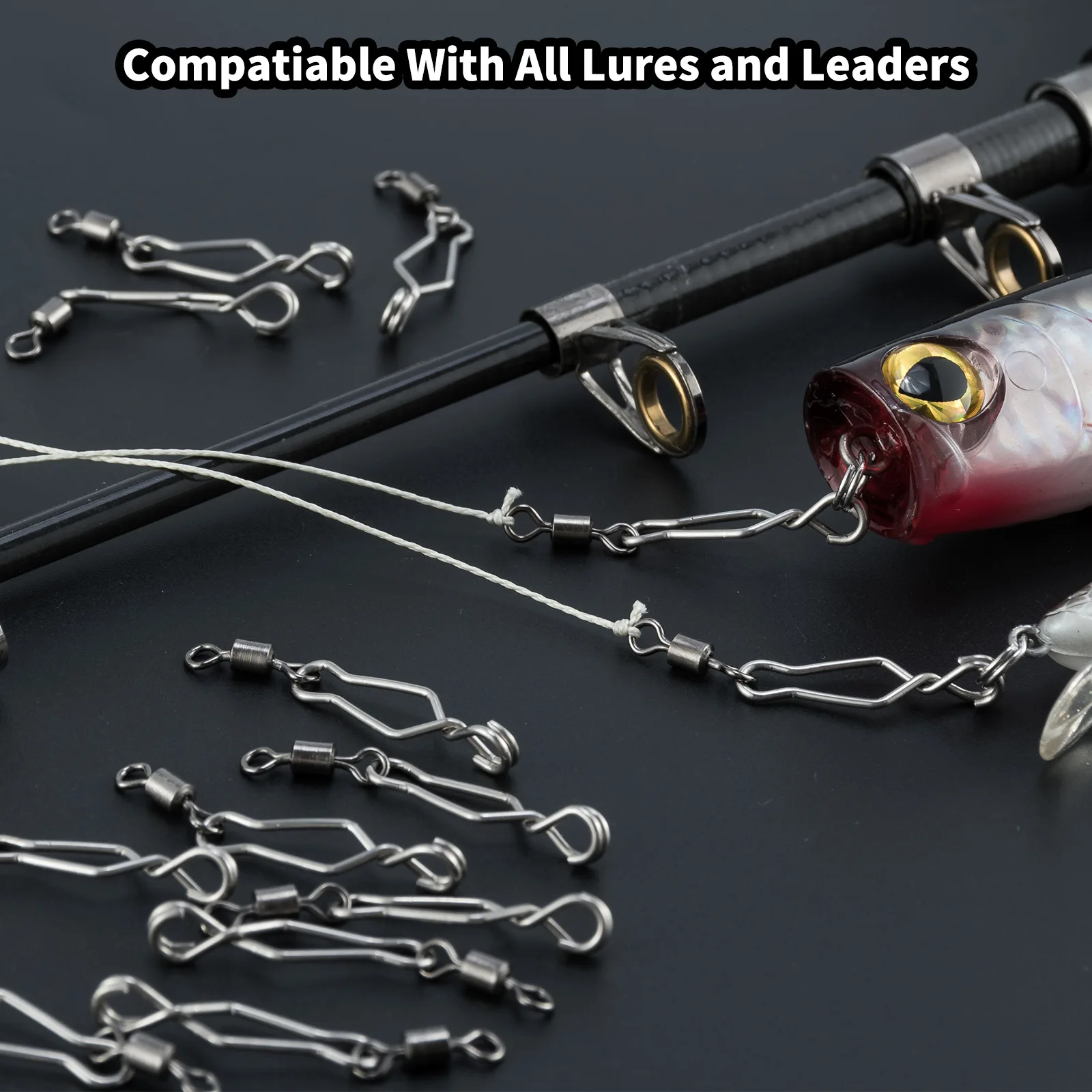 50/100Pcs Quick Change Fishing Speed Clip Swivel Snap Stainless Steel  Saltwater High Speed Ball Bearing Lure Hook Connector