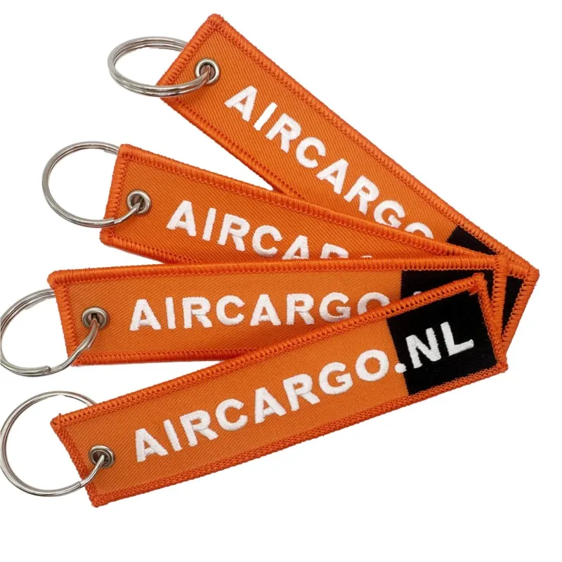 

Personalized Custom logo Motorcycle Brand Name Flying Keychain Custom woven tag with key ring Fabric Customs keychain