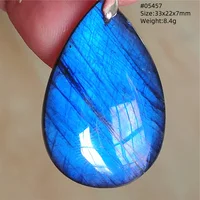 Pendentif en Labrumen Bleu Clair Naturel pour Femme et Homme, Collier de Perles Rectangulaires, Grand Flash, 69x56x10mm, Uto, AA 3