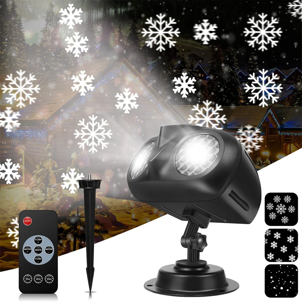 Christmas Decoration Projector Snowflake Laser Projector Outdoor IP65 Waterproof Snowfall Landscape Light for Festive Home Party