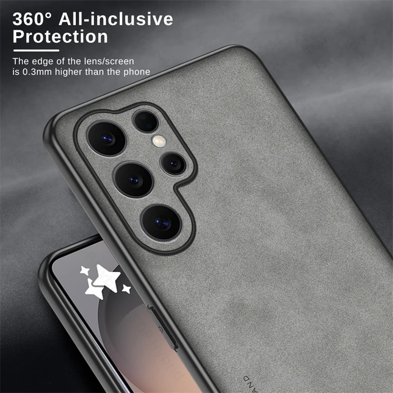 Premium Sheepskin Leather Soft Silicone Case - Back Cover (Black)