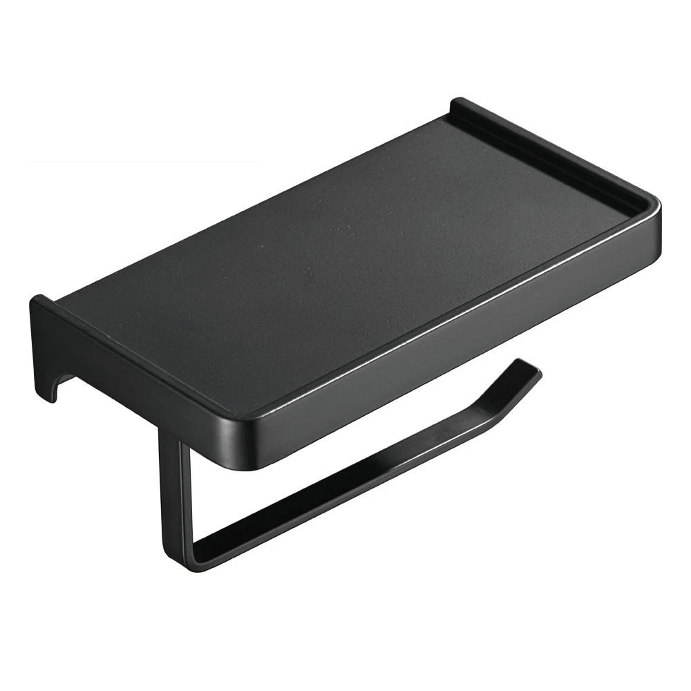 Aluminium Black Toilet Paper Holder Bathroom Phone Storage Paper Dispenser Roll Holder Wall Mounted Bathroom Shelve WB8233 toilet paper holder