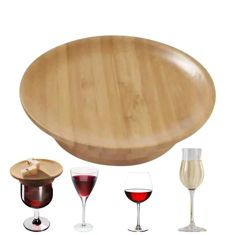 Solid Wooden Wine Glass Coaster Dual Use Water Cup Lid Prevent Debris Water Cup Coasters Coffee Cup Coaster For Drinks Snacks