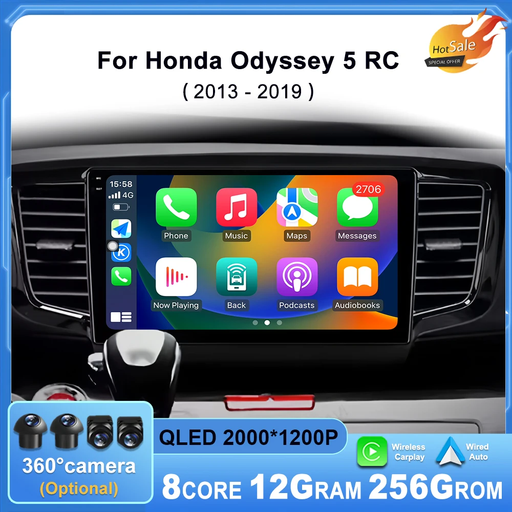 Wireless CarPlay For Honda Odyssey 5 RC 2013 - 2019 GPS Navigation DSP ...