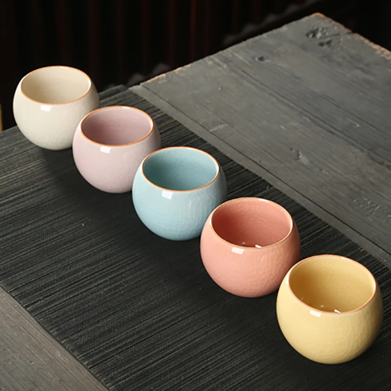 Boutique Kiln Ceramic Teacup Handmade Crackle Glaze Tea Cup Tea Set Home Samll Tea Bowl Master Cup Personal