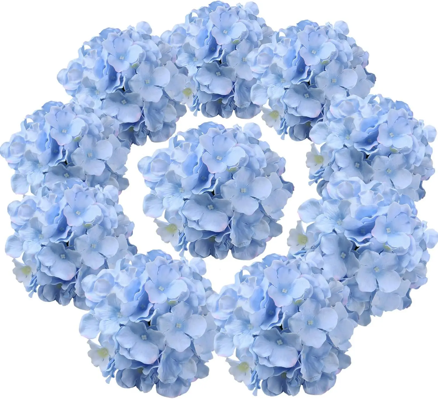 

Silk Hydrangea Heads Artificial Flowers Heads with Stems for Home Wedding Decor,Pack of 10