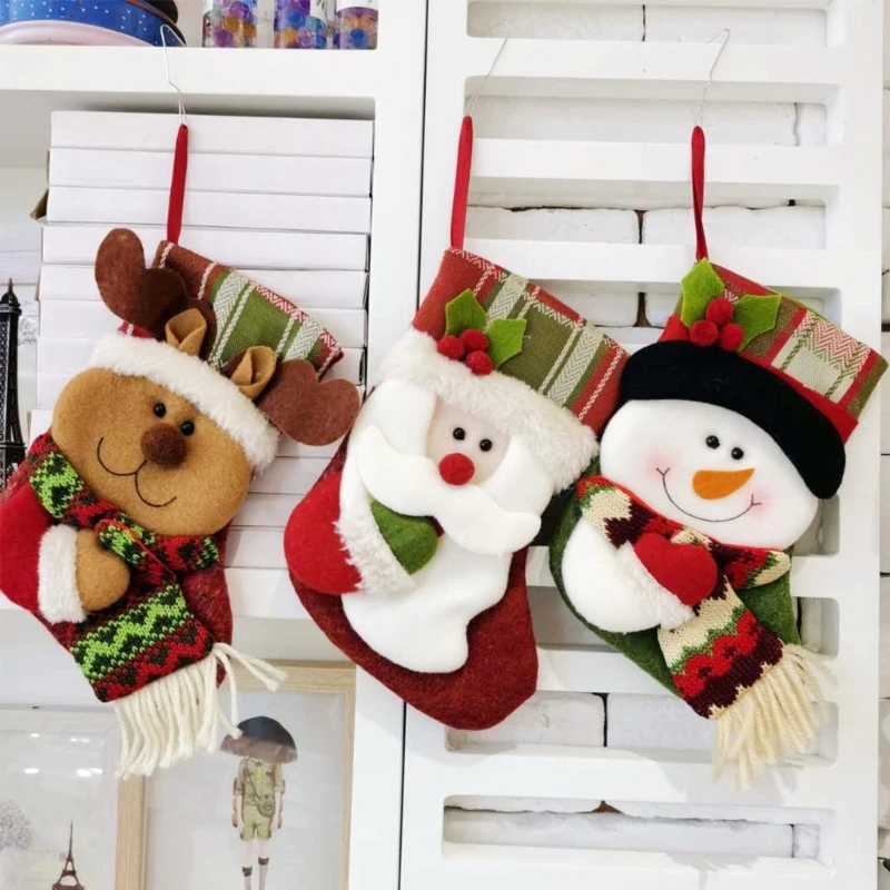 

Мультяшные рождественские чулки 3 шт./компл. Рождественская елка Декор заполненная подарочная упаковка для детей конфеты внутренний декор для вечеринки