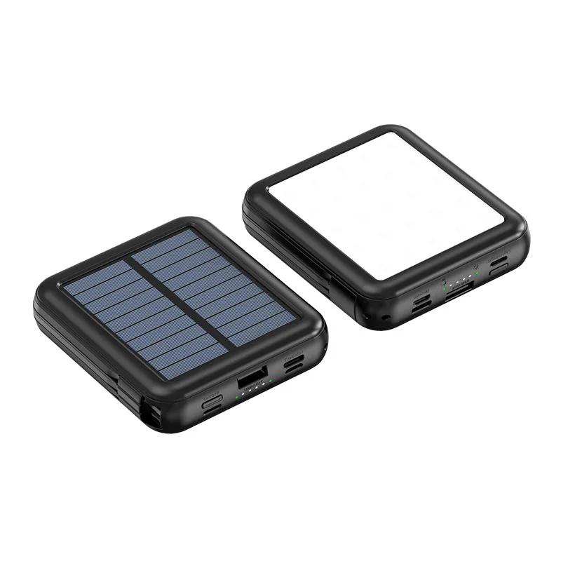 Solar Power Bank 20000mAh Portable Charger with Cable Camping Light Powerbank for iPhone 16 Samsung Xiaomi Mobile Phone Chargers 6