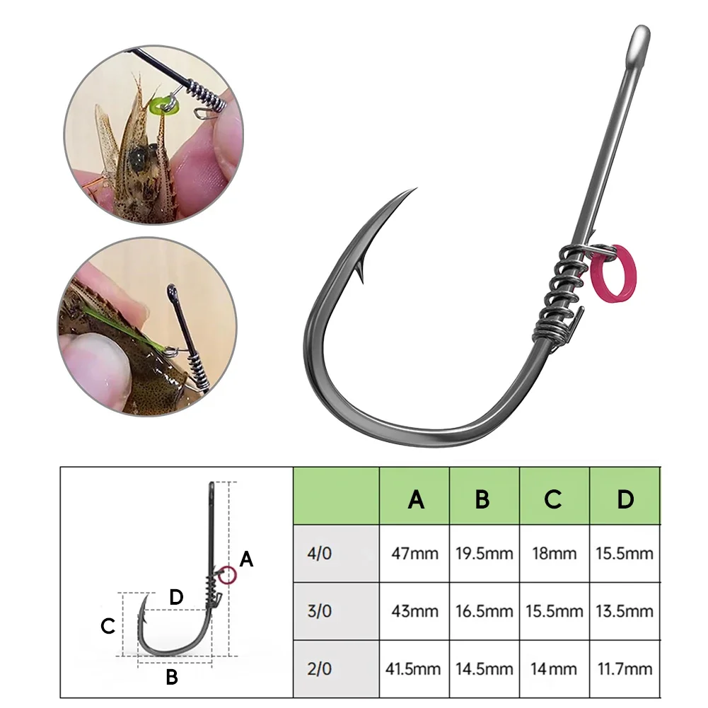 Live Shrimp Fishing Hook Fixed Hooks Portable Barbed Fishhook Carbon Steel Sharp Fishhooks Beach Live Bait Fishing Accessories