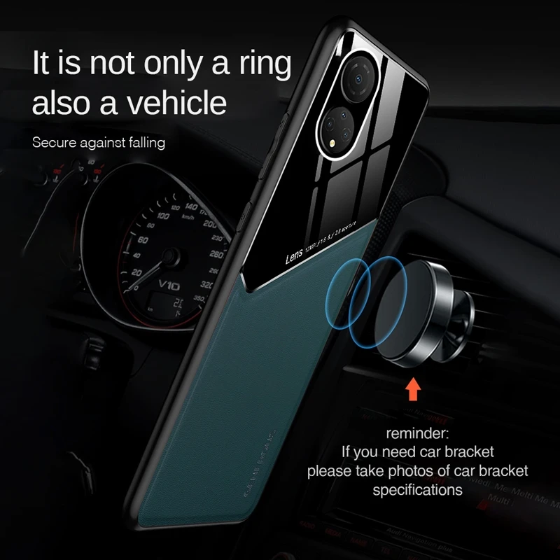 Premium Silicone PU Leather Magnetic Car Mount Phone Case