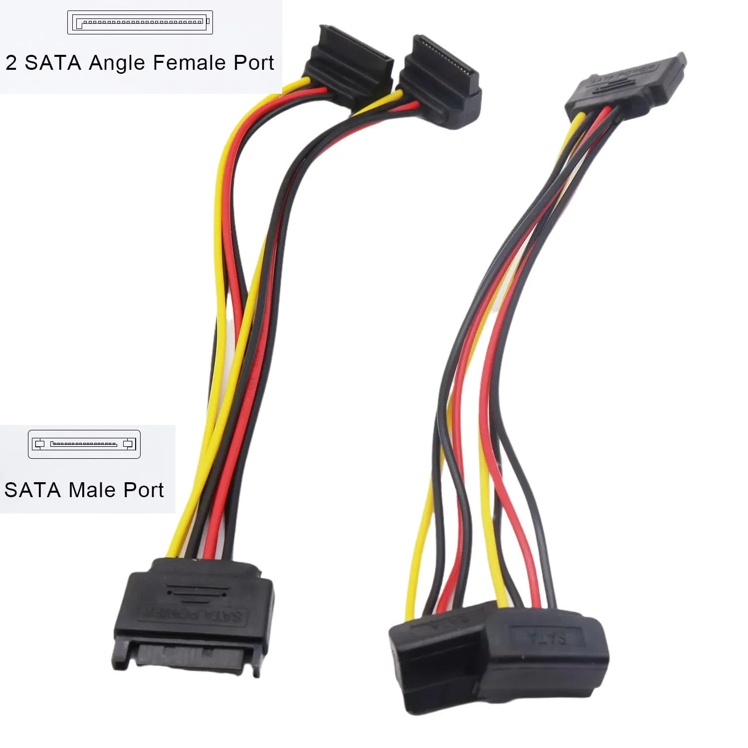 chenyang CY SATA Power Cable,SATA II Hard Disk 15Pin Male 1 to 2 Female  Splitter Extension Power Cable for SSD HDD 5V 12V