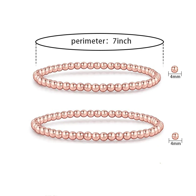 Badu 3 pz/set Perline Color Oro Bracciale per Le Donne 14k Placcato Oro Perline Palla Stretch Bracciale Elastico Impilabile Gioielli Regali  36